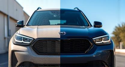 Before and after detailing on Emily's SUV